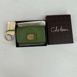 Cole Haan Green Leather Wallet/Coin Zip  with Key Ring – NWT